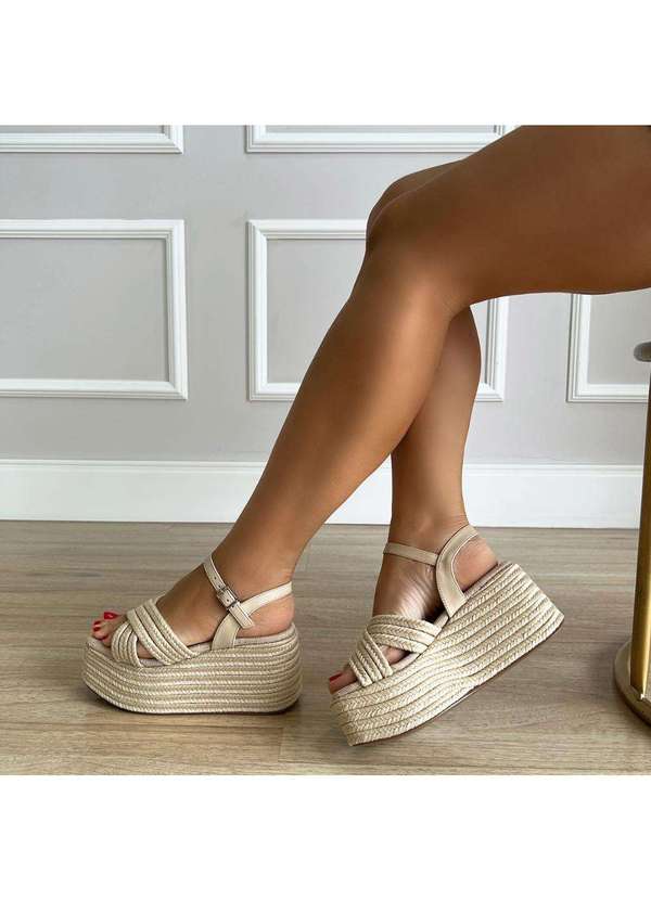 Damannu Shoes - Sandália Plataforma Corda Zaya Natural Bege 4