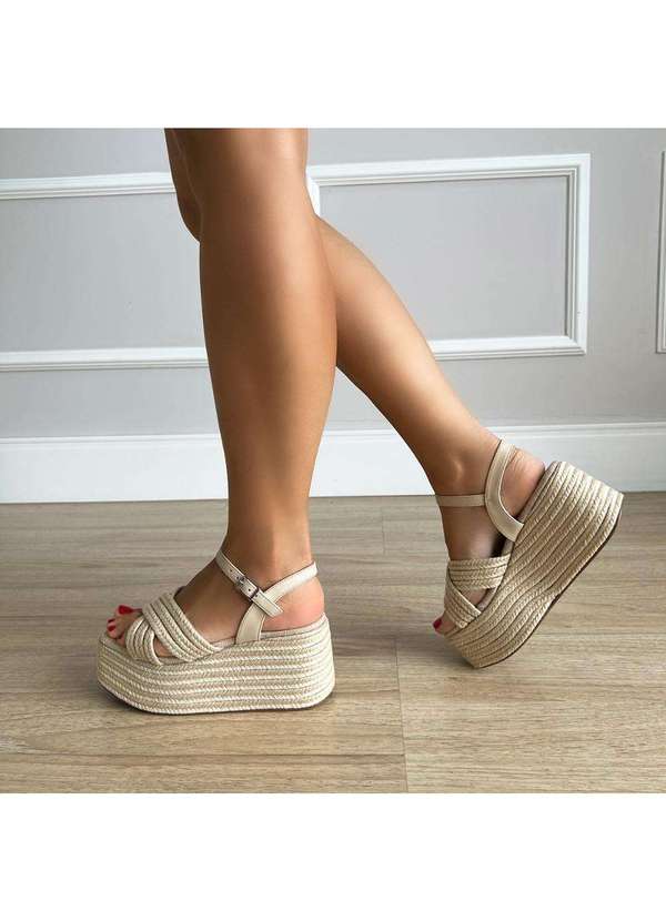 Damannu Shoes - Sandália Plataforma Corda Zaya Natural Bege 6
