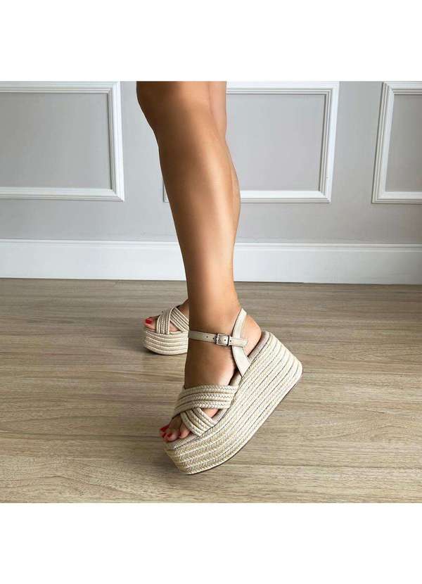 Damannu Shoes - Sandália Plataforma Corda Zaya Natural Bege 7
