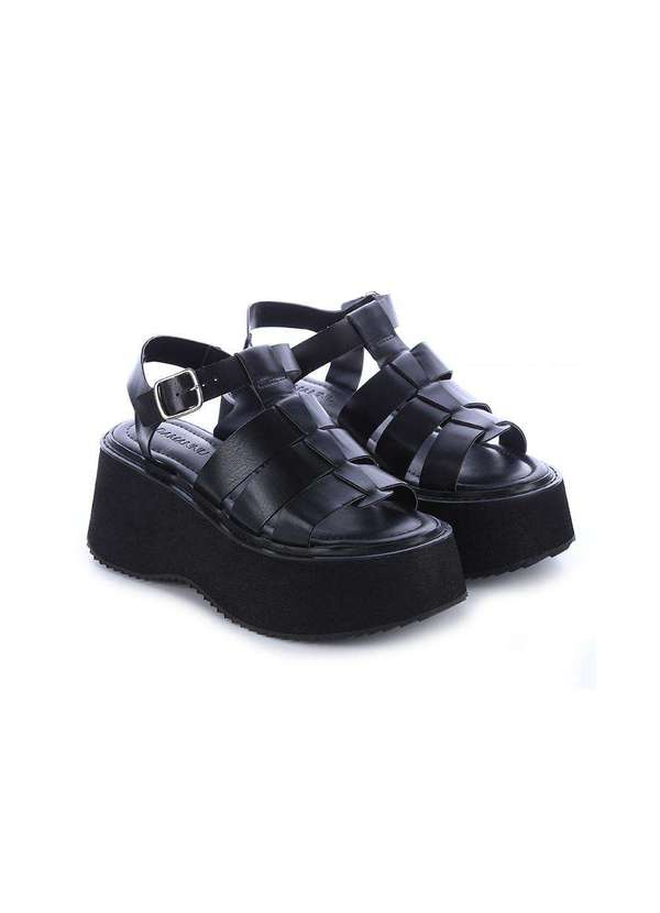 Damannu Shoes - Sandália Plataforma Gladiadora Preta Preto 7