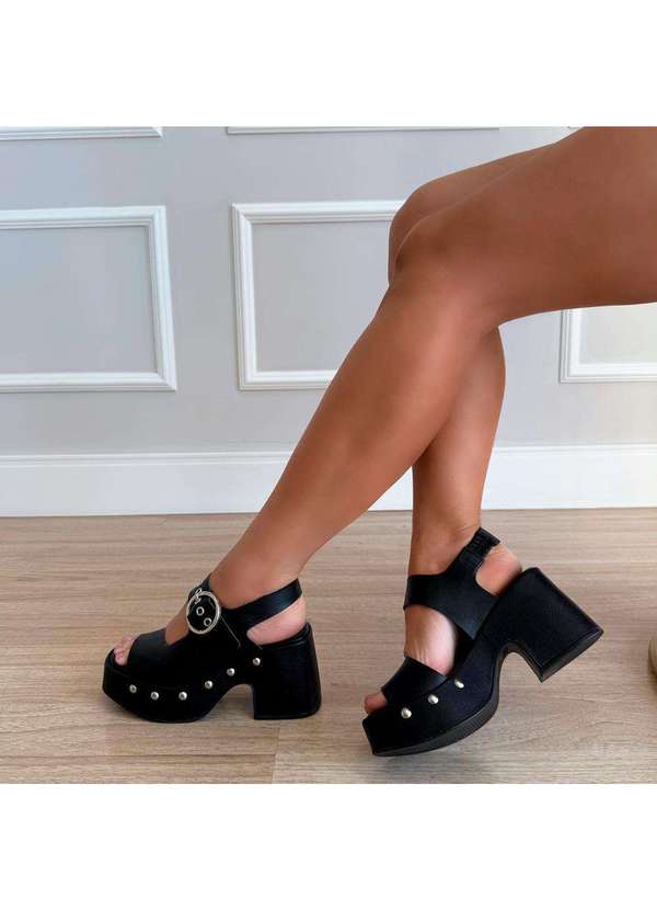 Damannu Shoes - Sandália Plataforma Rocker Chic Preto Preto 4