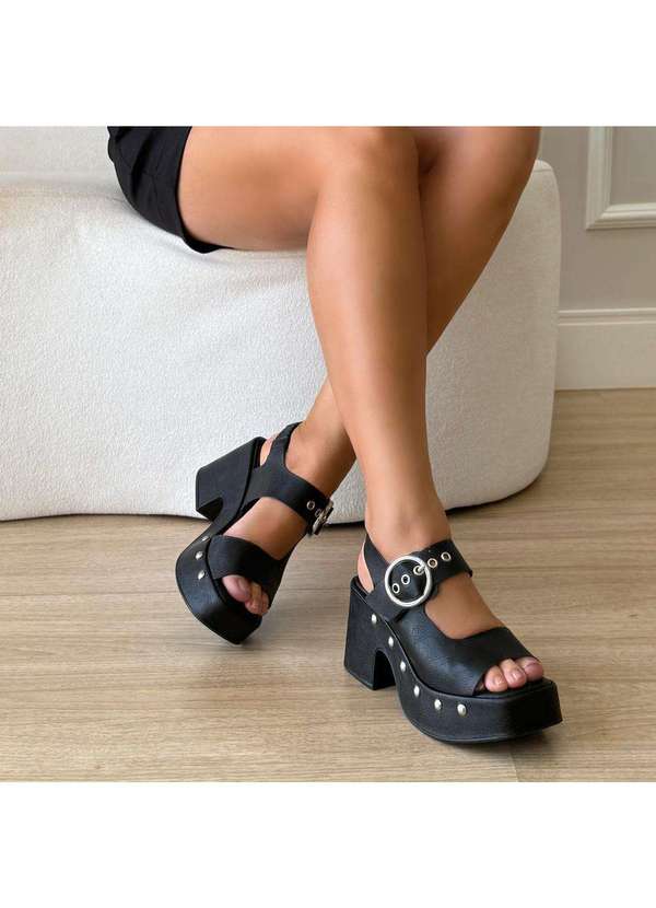 Damannu Shoes - Sandália Plataforma Rocker Chic Preto Preto 5