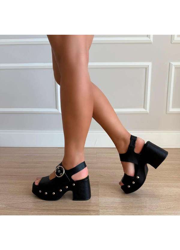 Damannu Shoes - Sandália Plataforma Rocker Chic Preto Preto 6