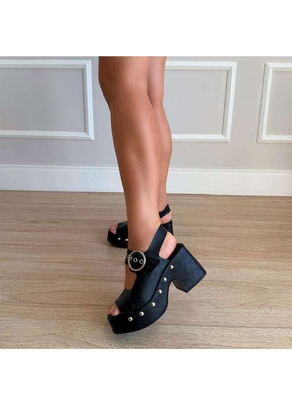 Damannu Shoes - Sandália Plataforma Rocker Chic Preto Preto 7