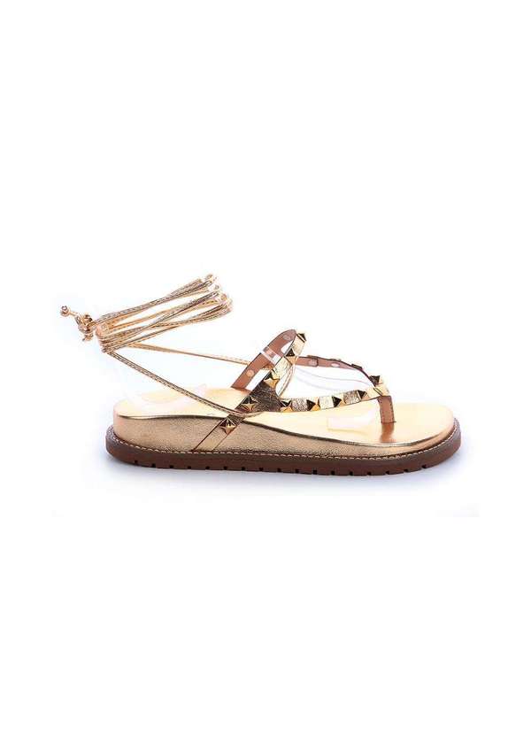 Damannu Shoes - Sandália Tiras Tachas Mary Dourada Dourada