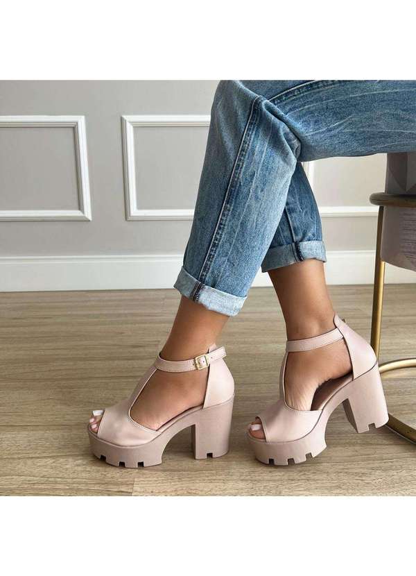 Damannu Shoes - Sandália Tratorada Block Bege Rosê Bege 5