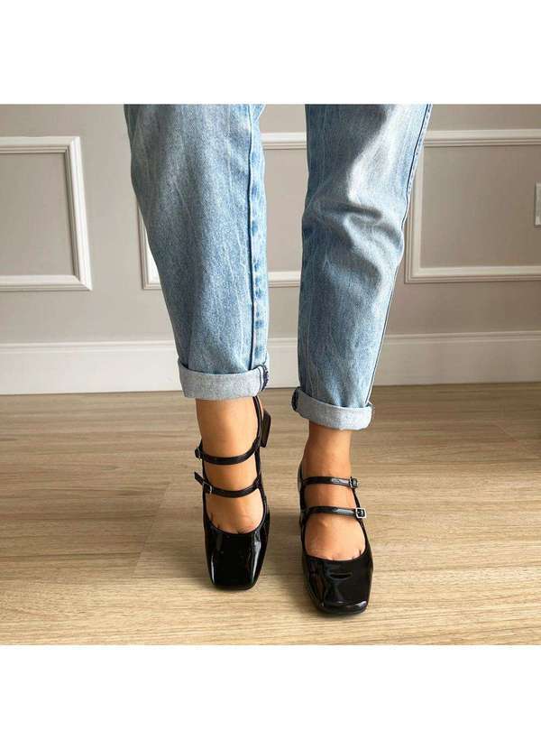 Damannu Shoes - Scarpin Lilian Preto Verniz Preto 3