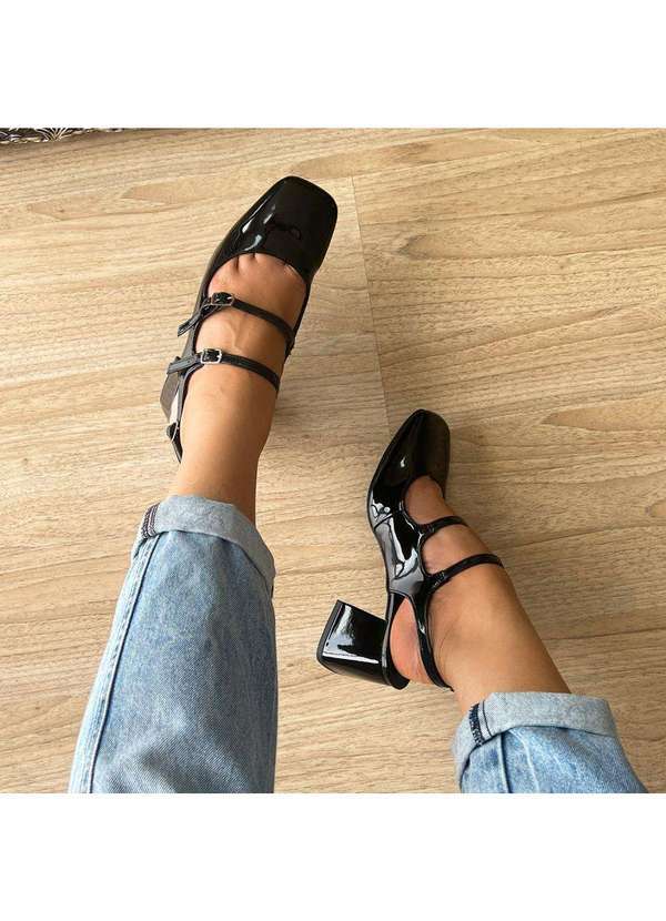 Damannu Shoes - Scarpin Lilian Preto Verniz Preto 5