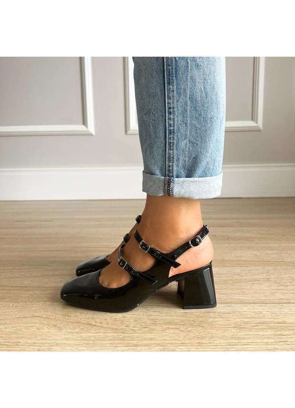 Damannu Shoes - Scarpin Lilian Preto Verniz Preto 6