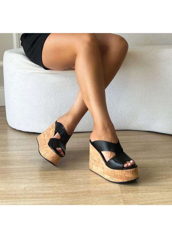 Damannu Shoes - Tamanco Plataforma Evelyn Preto Preto 2