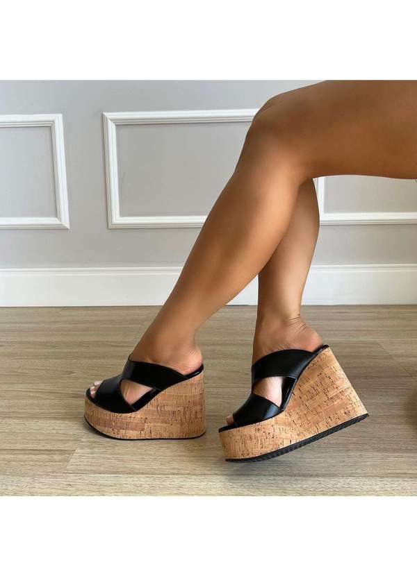 Damannu Shoes - Tamanco Plataforma Evelyn Preto Preto 5