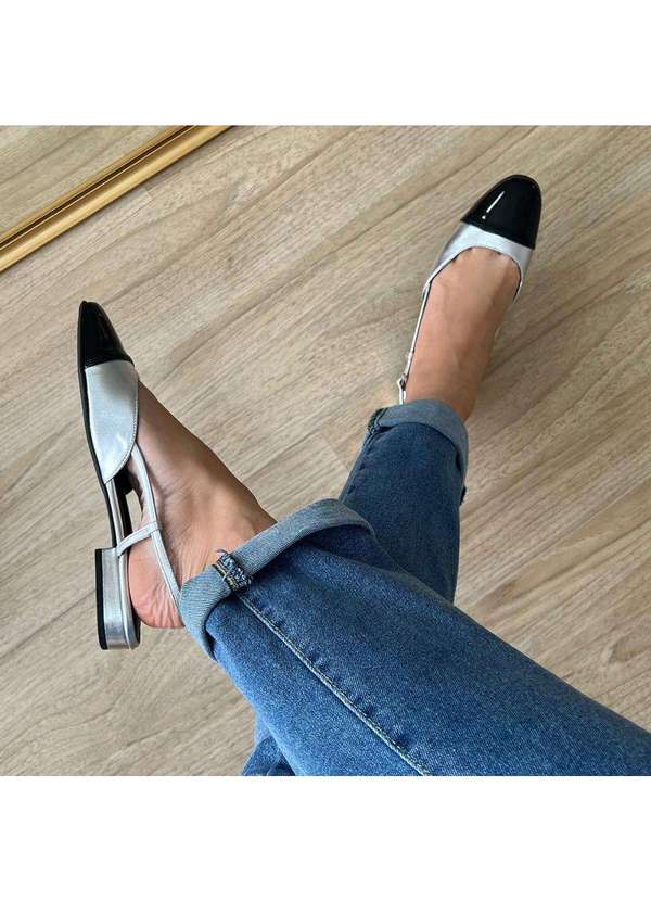 Damannu Shoes - Sapatilha Flat Slingback Bia Prata Prata 4