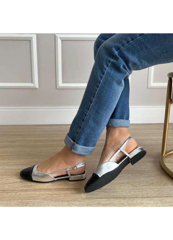 Damannu Shoes - Sapatilha Flat Slingback Bia Prata Prata 5