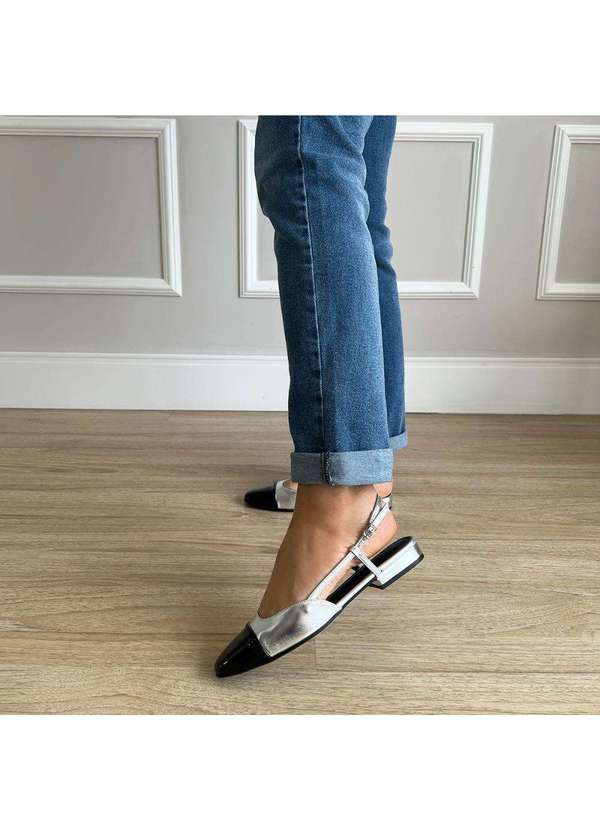 Damannu Shoes - Sapatilha Flat Slingback Bia Prata Prata 6