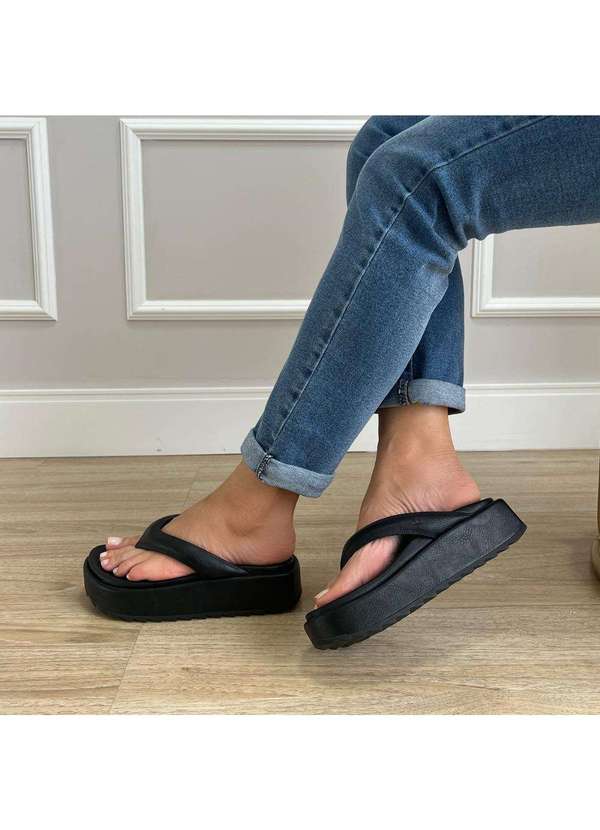 Damannu Shoes - Sandália Flat Dedo Louane Preto Preto 2