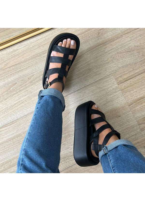 Damannu Shoes - Sandália Gladiadora Dora Preto Preto 5