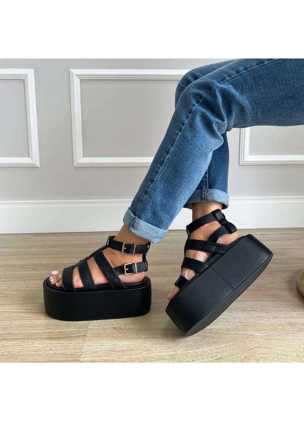 Damannu Shoes - Sandália Gladiadora Dora Preto Preto 6