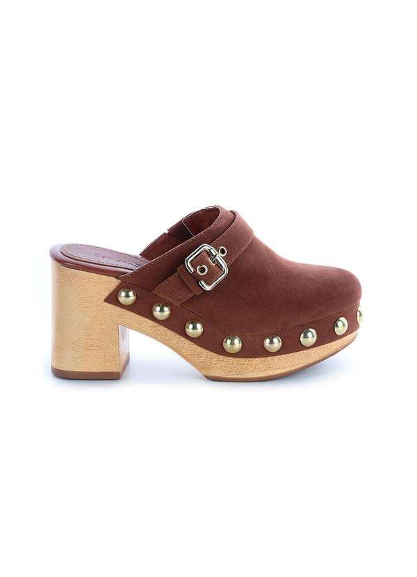 Damannu Shoes - Tamanco Clog Erika Camurça Caramelo Caramelo