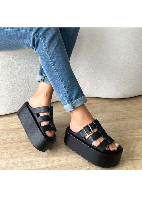 Damannu Shoes - Tamanco Flat Tati Preto Preto 2