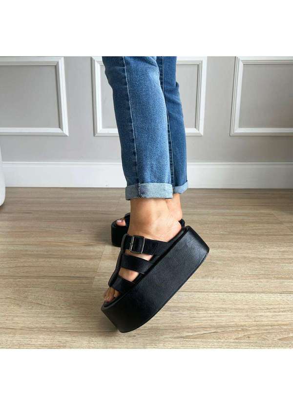 Damannu Shoes - Tamanco Flat Tati Preto Preto 8