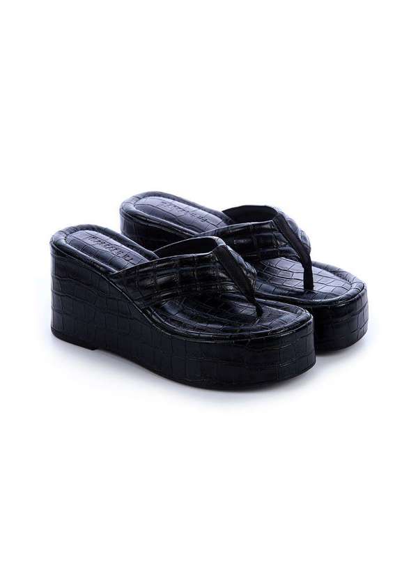 Damannu Shoes - Tamanco Plataforma de Dedo Sofia Preto Preto
