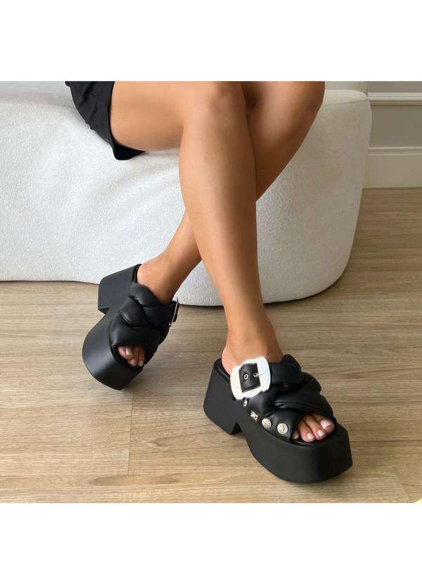 Damannu Shoes - Tamanco Plataforma Sharon Preto Preto 5