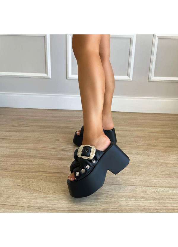 Damannu Shoes - Tamanco Plataforma Sharon Preto Preto 8