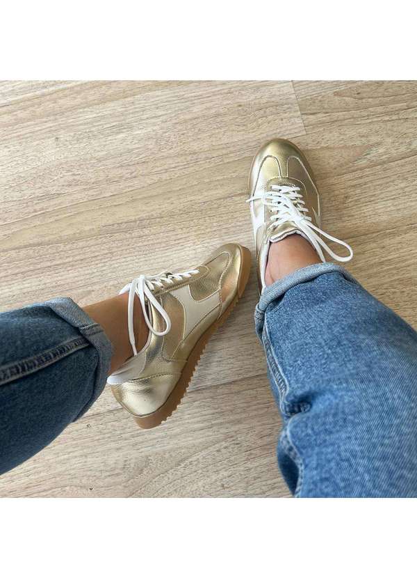 Damannu Shoes - Tênis Casual Feminino Kiara Dourado Dourado 2