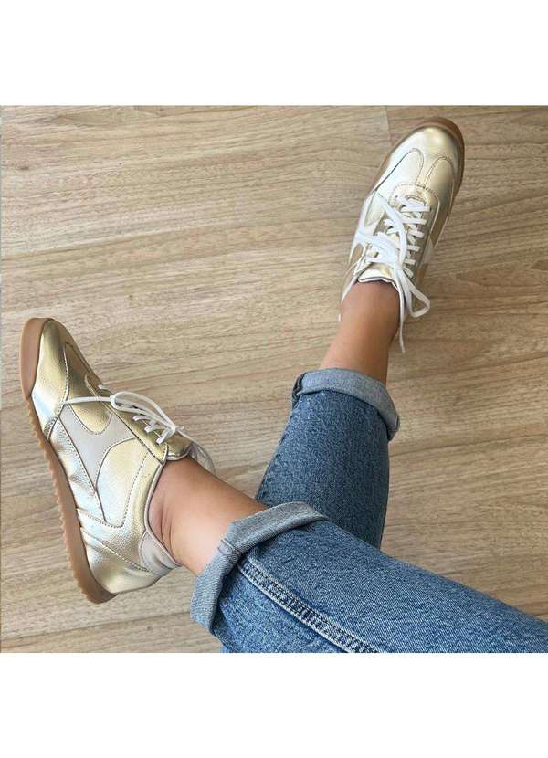 Damannu Shoes - Tênis Casual Feminino Kiara Dourado Dourado 4