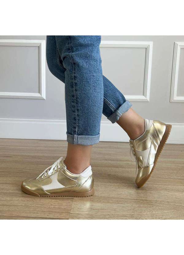 Damannu Shoes - Tênis Casual Feminino Kiara Dourado Dourado 5