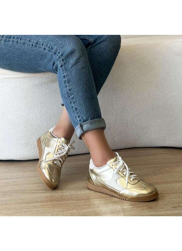 Damannu Shoes - Tênis Casual Feminino Kiara Dourado Dourado 6