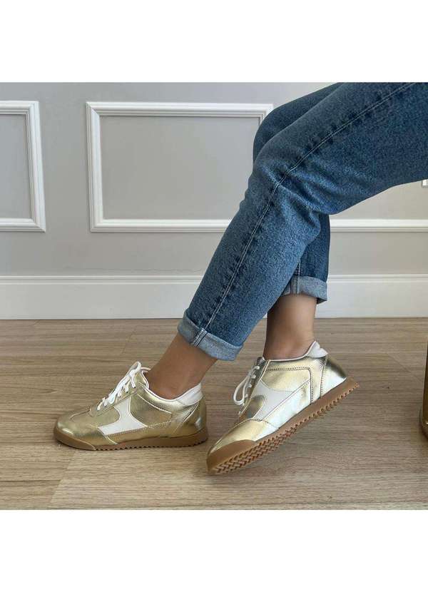 Damannu Shoes - Tênis Casual Feminino Kiara Dourado Dourado 7