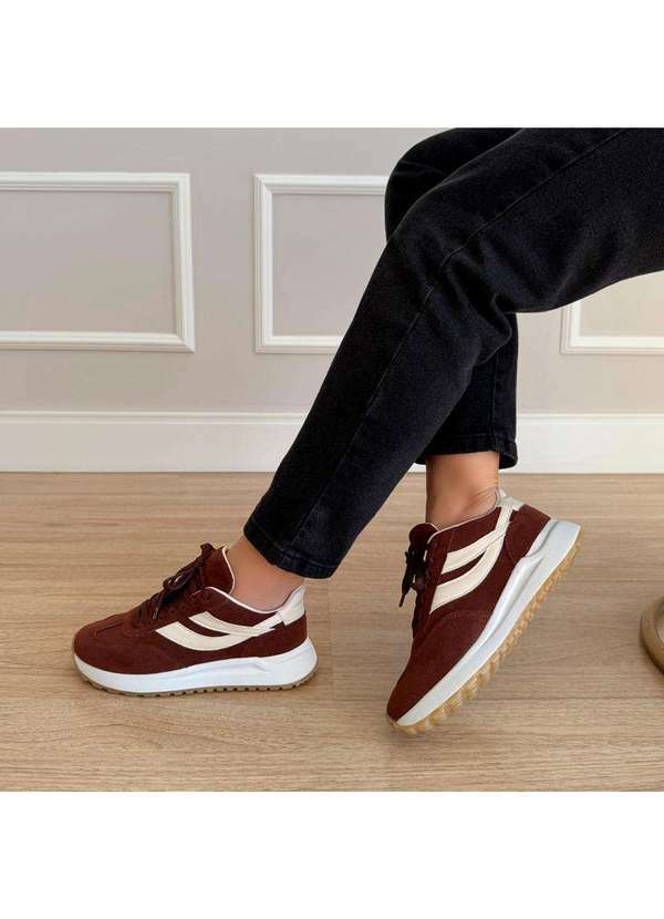 Damannu Shoes - Tênis Feminino Yana Camurça Marrom Marrom 2