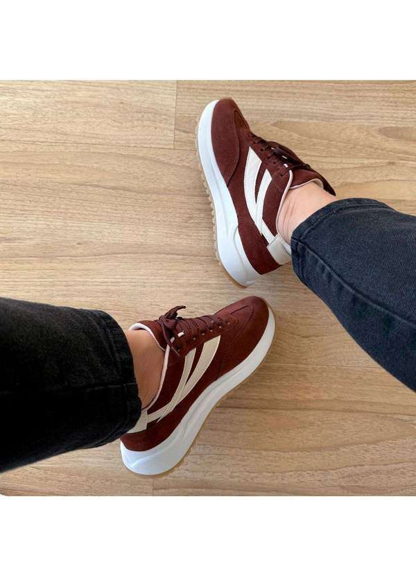 Damannu Shoes - Tênis Feminino Yana Camurça Marrom Marrom 4