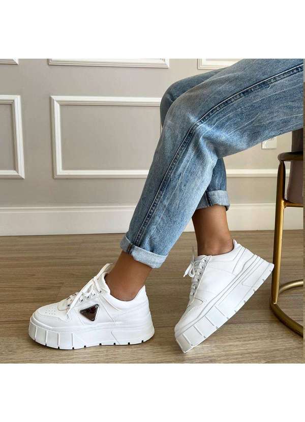 Damannu Shoes - Tênis Flatform Hellen Branco Branco