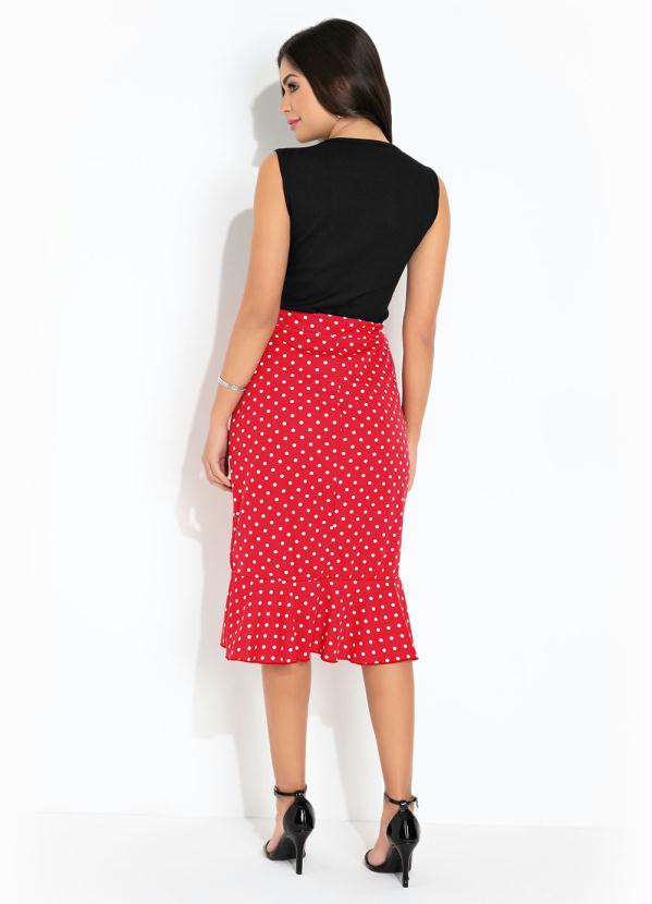 Rosalie - Saia Poá Vermelha Transpassada 5