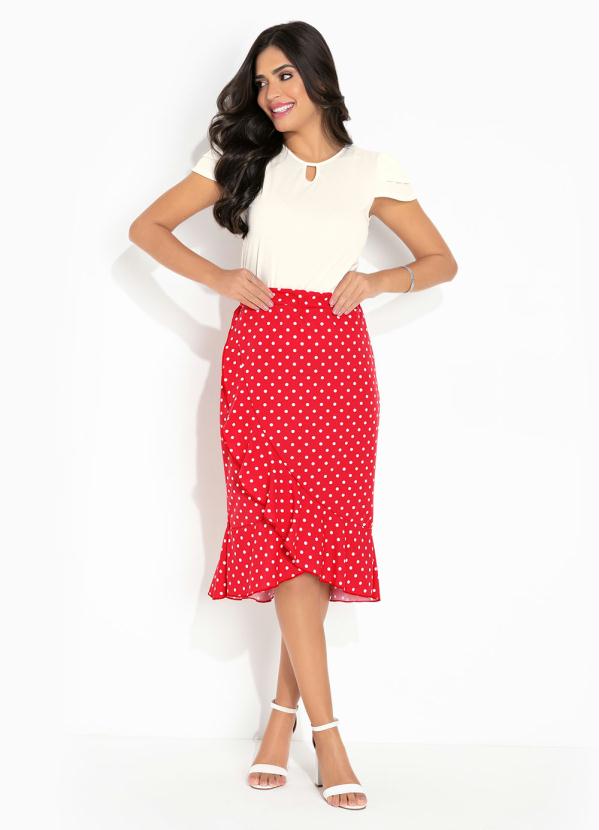 Rosalie - Saia Poá Vermelha Transpassada 6