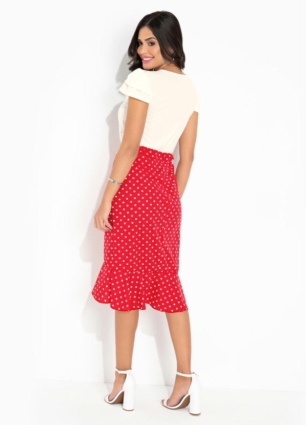 Rosalie - Saia Poá Vermelha Transpassada 7