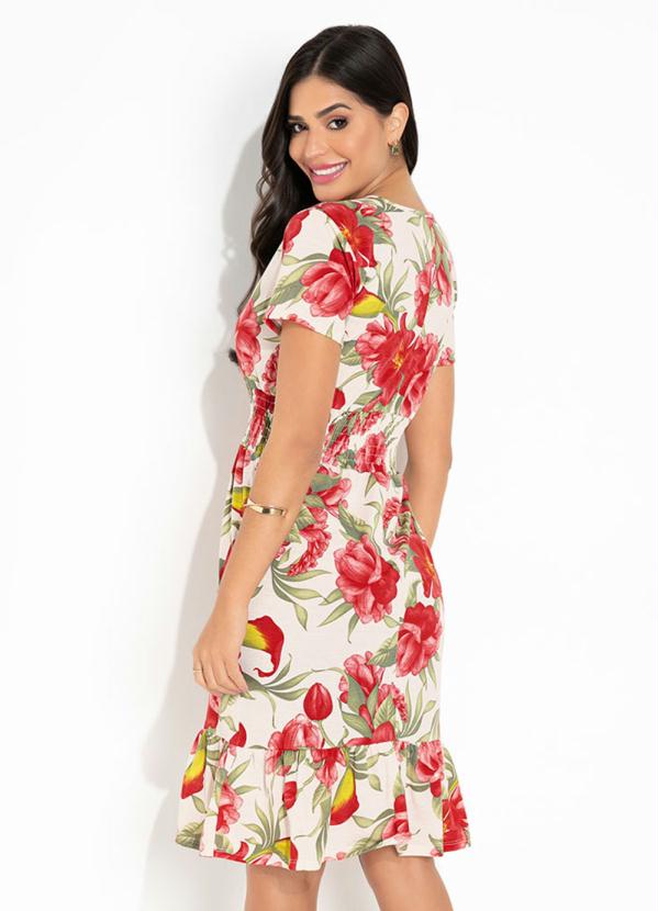 Rosalie - Vestido Floral Branco com Babado 2