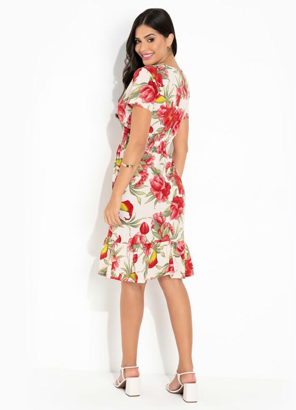 Rosalie - Vestido Floral Branco com Babado 5