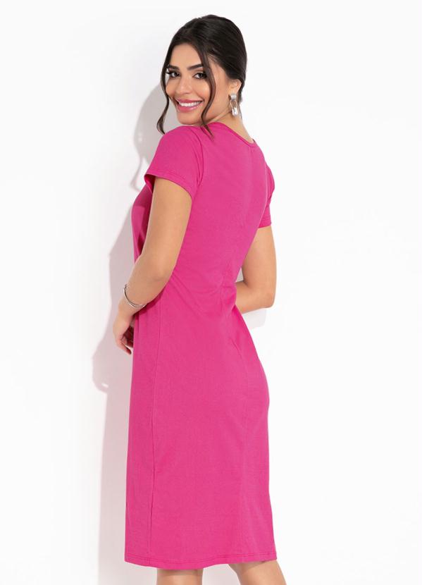 Vestido Rosa com Franzido Moda Evangélica Outlet