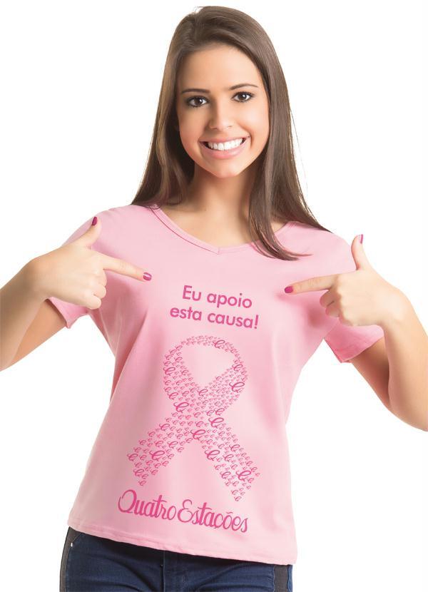 Outlet - Blusa Rosa Eu Apoio o Outubro Rosa