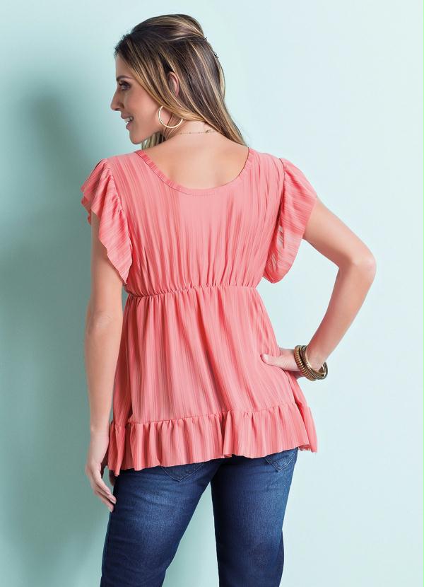 Outlet - Bata com Babado Barra e Manga Salmão 2