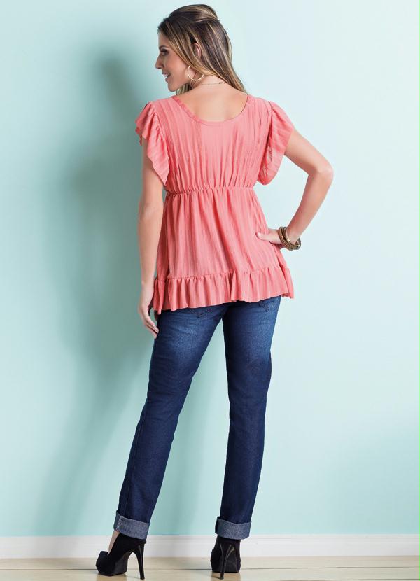 Outlet - Bata com Babado Barra e Manga Salmão 4