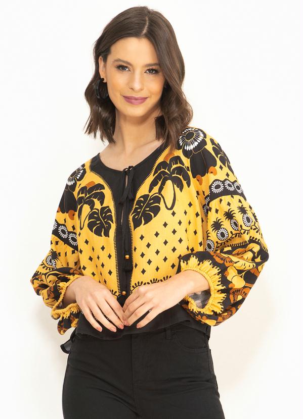 Farm - Bata de Linho Pôr do Sol Amarela