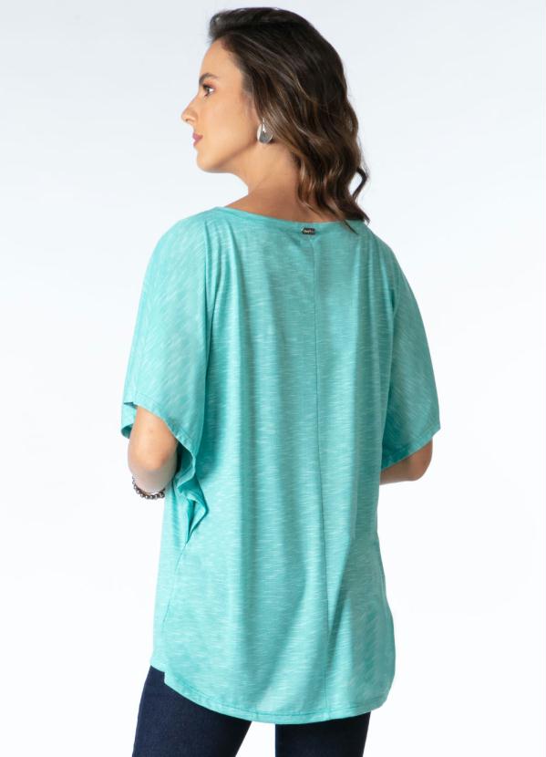 Quintess - Blusa Turquesa Alongada com Mangas Morcego 2