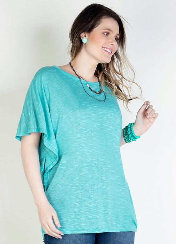 Quintess - Blusa Turquesa Alongada com Mangas Morcego 5