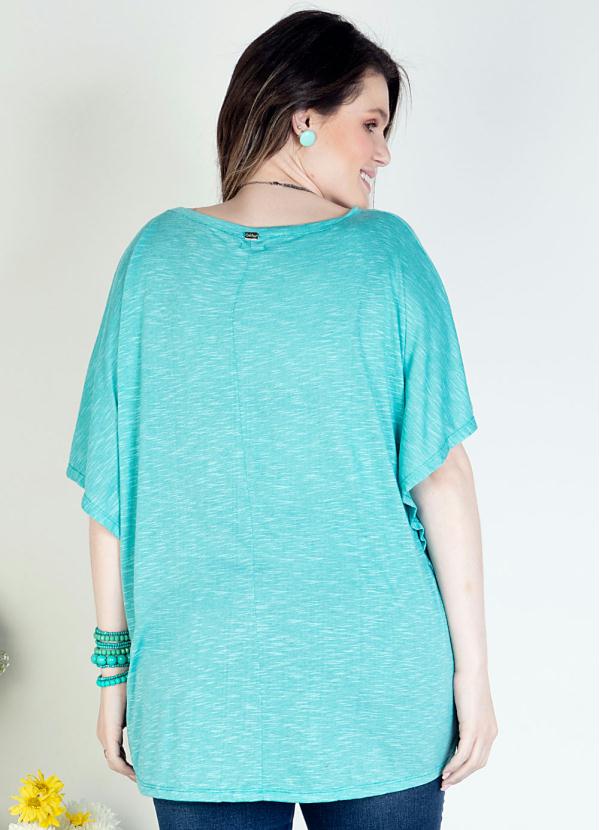 Quintess - Blusa Turquesa Alongada com Mangas Morcego 6