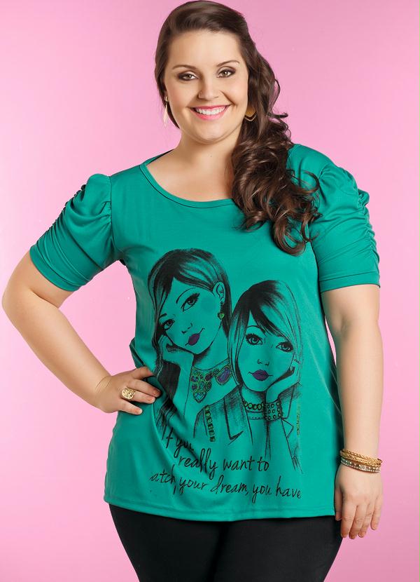 Marguerite - Bata Plus Size com Mangas Drapeadas Verde