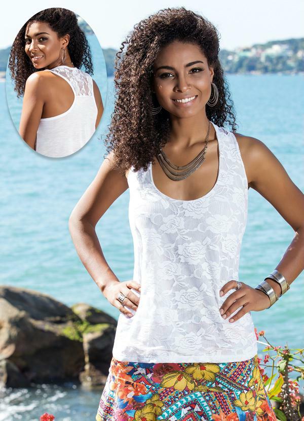 Outlet - Regata Detalhe Renda Branca